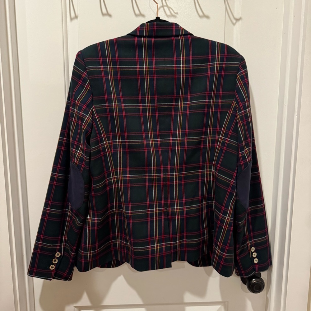 Tommy Hilfiger Women Green Plaid Single-Button Blazer - Picture 8 of 8